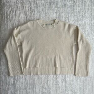 Cream Ribbed Knit Sweater